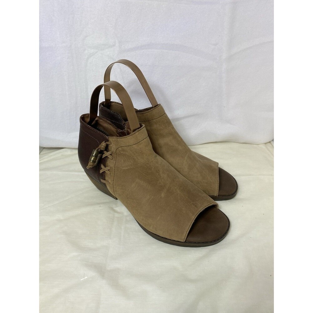 OTBT Women's Truckage Open Toe Booties Size 9M 2 Tone Brown